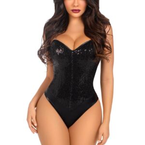 Sequin Boned Crotch Bodysuit